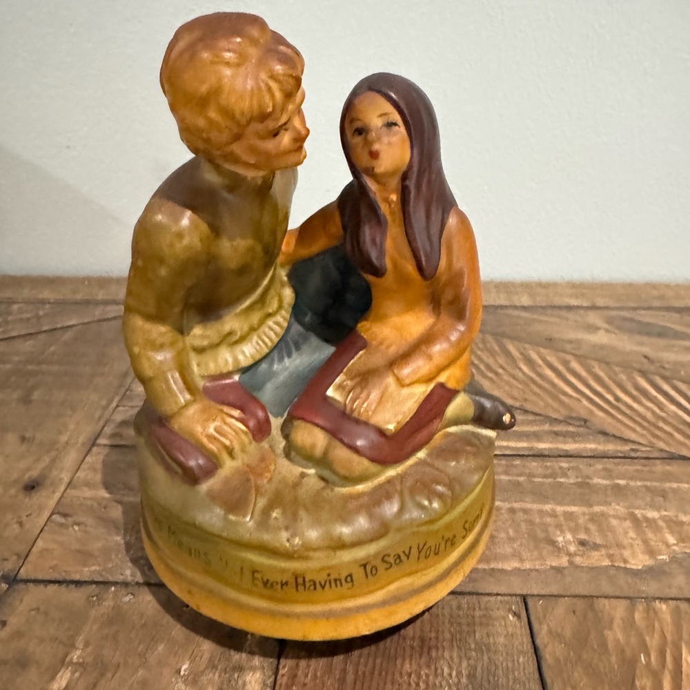 Vintage Chadwick 1971  Sankyo Japan Music Box  6" Tall Love Means Not Ever